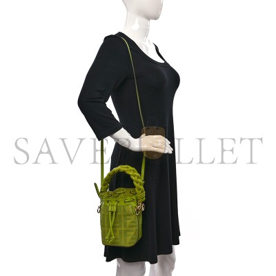 FENDI CANVAS NAPPA F IS FENDI FF EMBROIDERED MINI MON TRESOR BUCKET BAG WASABI 8BS010AKKWF1JCP (18*12*10cm)